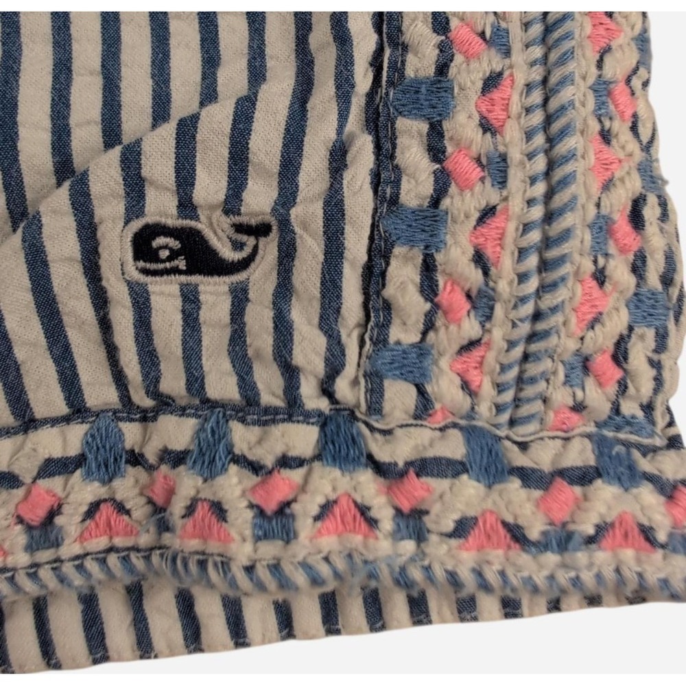 Vinyard Vines Girls Shorts Blue White Stripe Seersucker Embroidered Whale L 14 - Picture 3 of 5